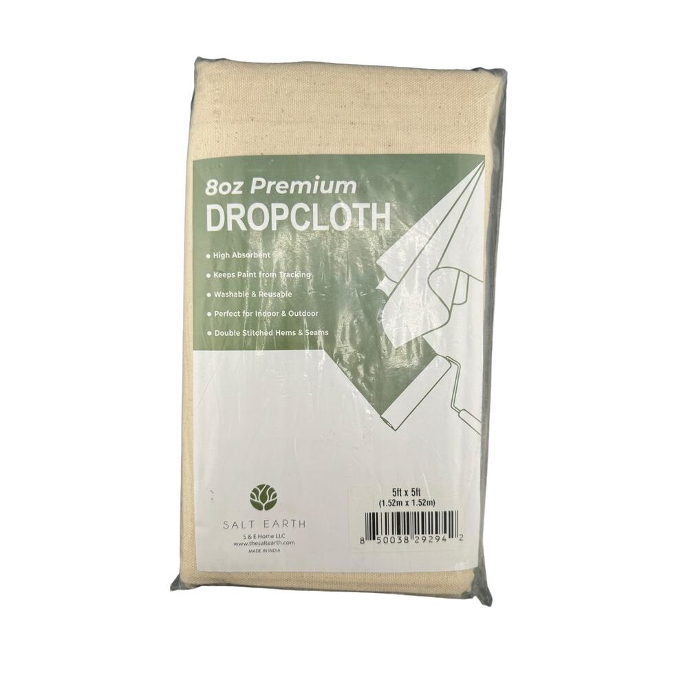 Salt Earth 8 oz Premium Drop Cloth 5' x 5' New Sealed